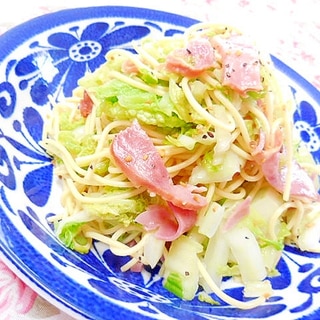 ほんだしde❤キャベツと白菜とベーコンのパスタ❤